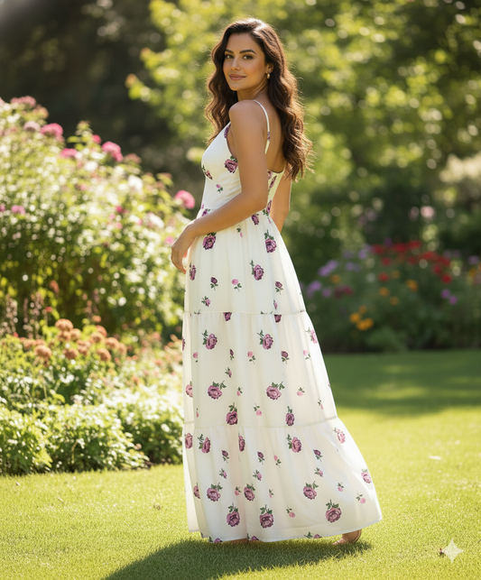 Flower Print Long Gown