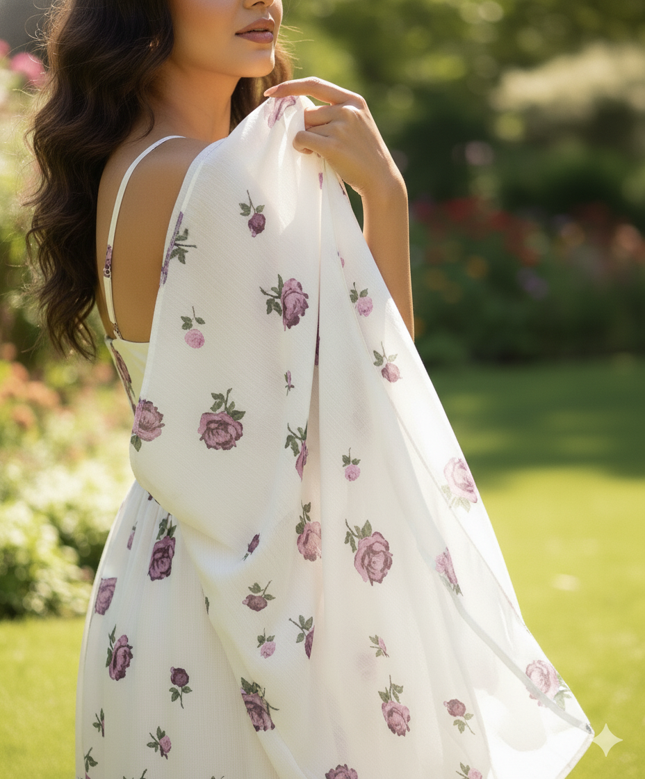 Flower Print Long Gown