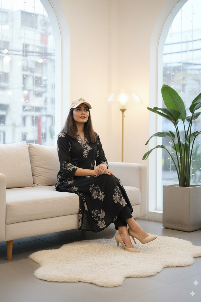 "Noir Blossom Kurta"