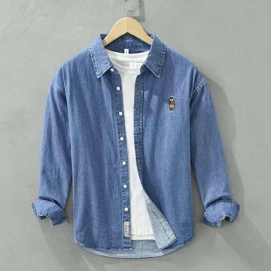 Classic Denim Shirt with White Inner Tee Combo