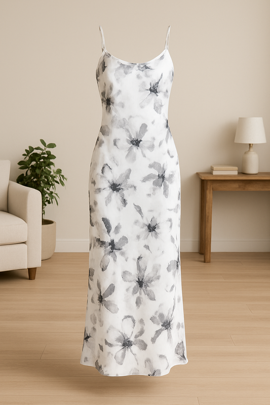 Monochrome Floral Slip Dress