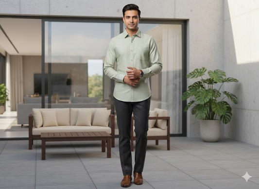 Kartik Green Collar Ofiicial Shirt