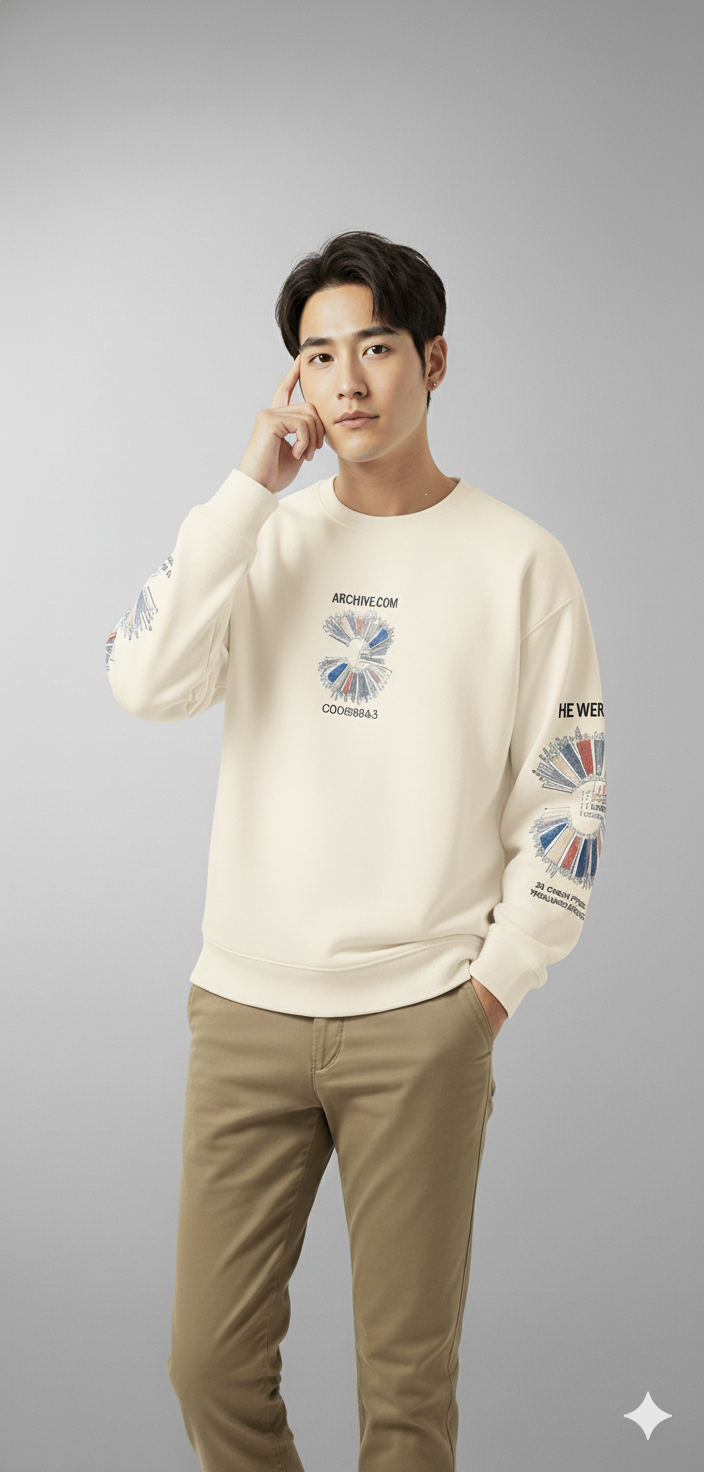 Cream Archive Graphic Sweatshirt