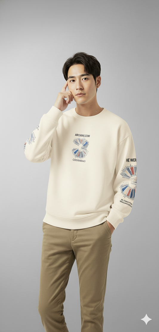 Cream Archive Graphic Sweatshirt