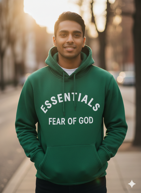 Fear of God Essentials Green Hoodie