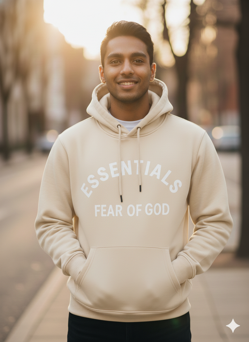 Fear of God Essentials Beige Hoodie