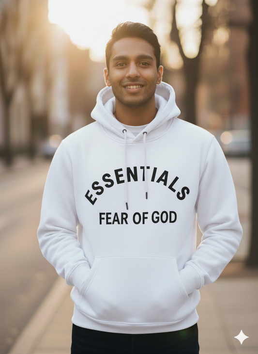 Fear of God Essentials White Hoodie