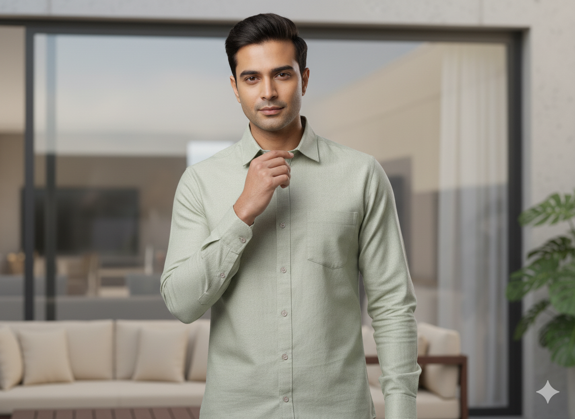 Kartik Green Collar Ofiicial Shirt