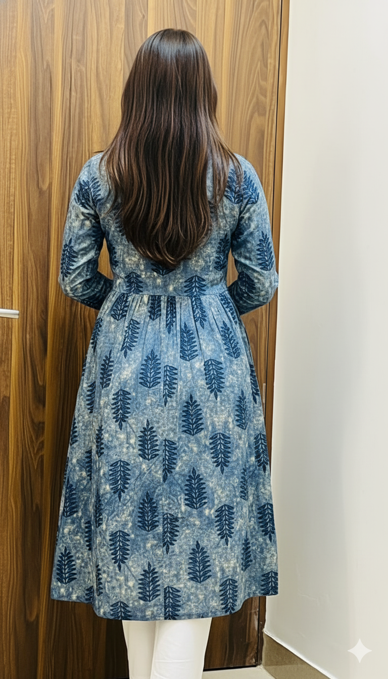Azure Leaf Flair Kurti