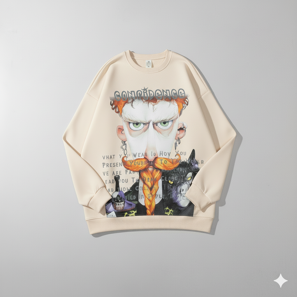 Confidence Beige Graphic Sweatshirt