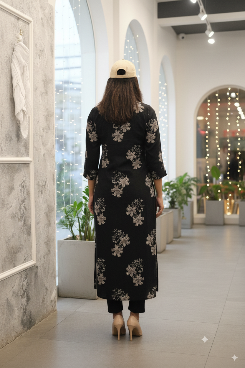 "Noir Blossom Kurta"