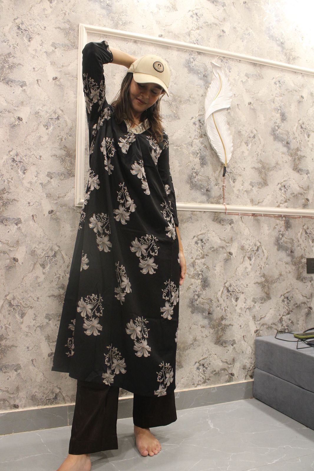 "Noir Blossom Kurta"
