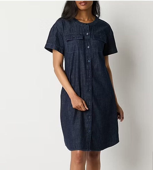Classic Denim Button-Down Shirt Dress