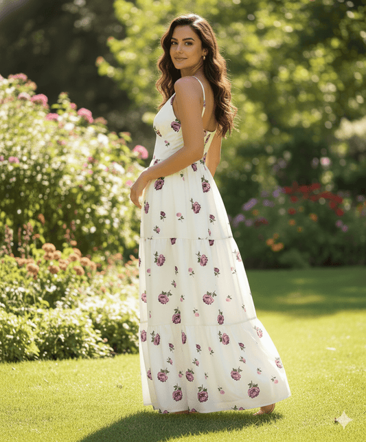 Flower Print Long Gown - dress - stylessagess