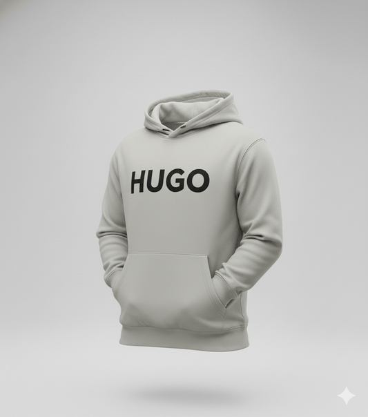 HUGO Signature Grey Hoodie - sweatshirt - stylessagess