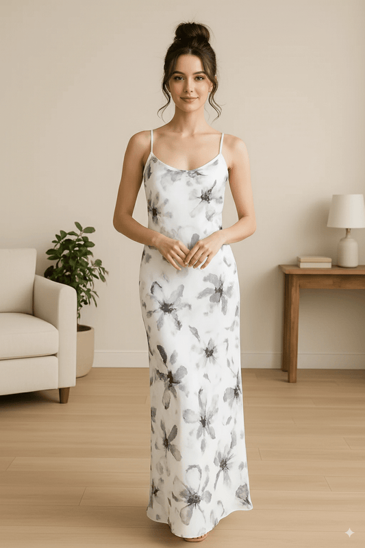 Monochrome Floral Slip Dress - stylessagess