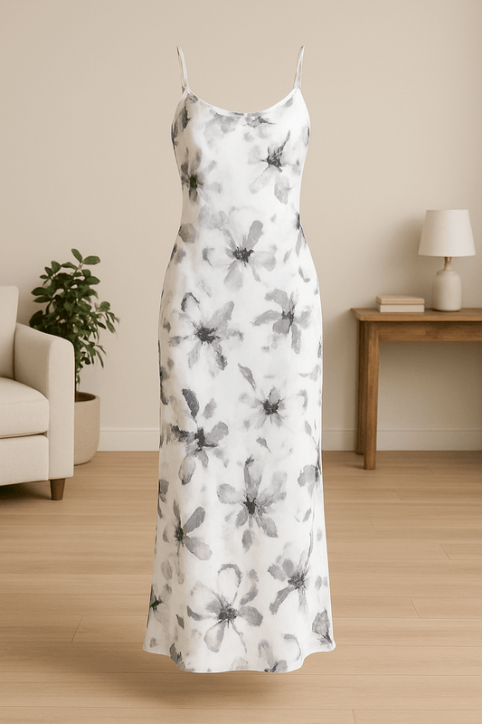 Monochrome Floral Slip Dress - stylessagess