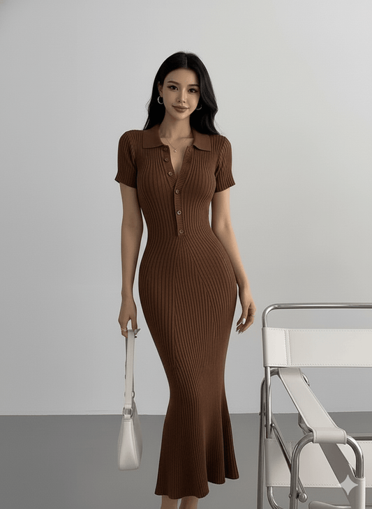 Short Sleeves Knitting Dress - dress - stylessagess