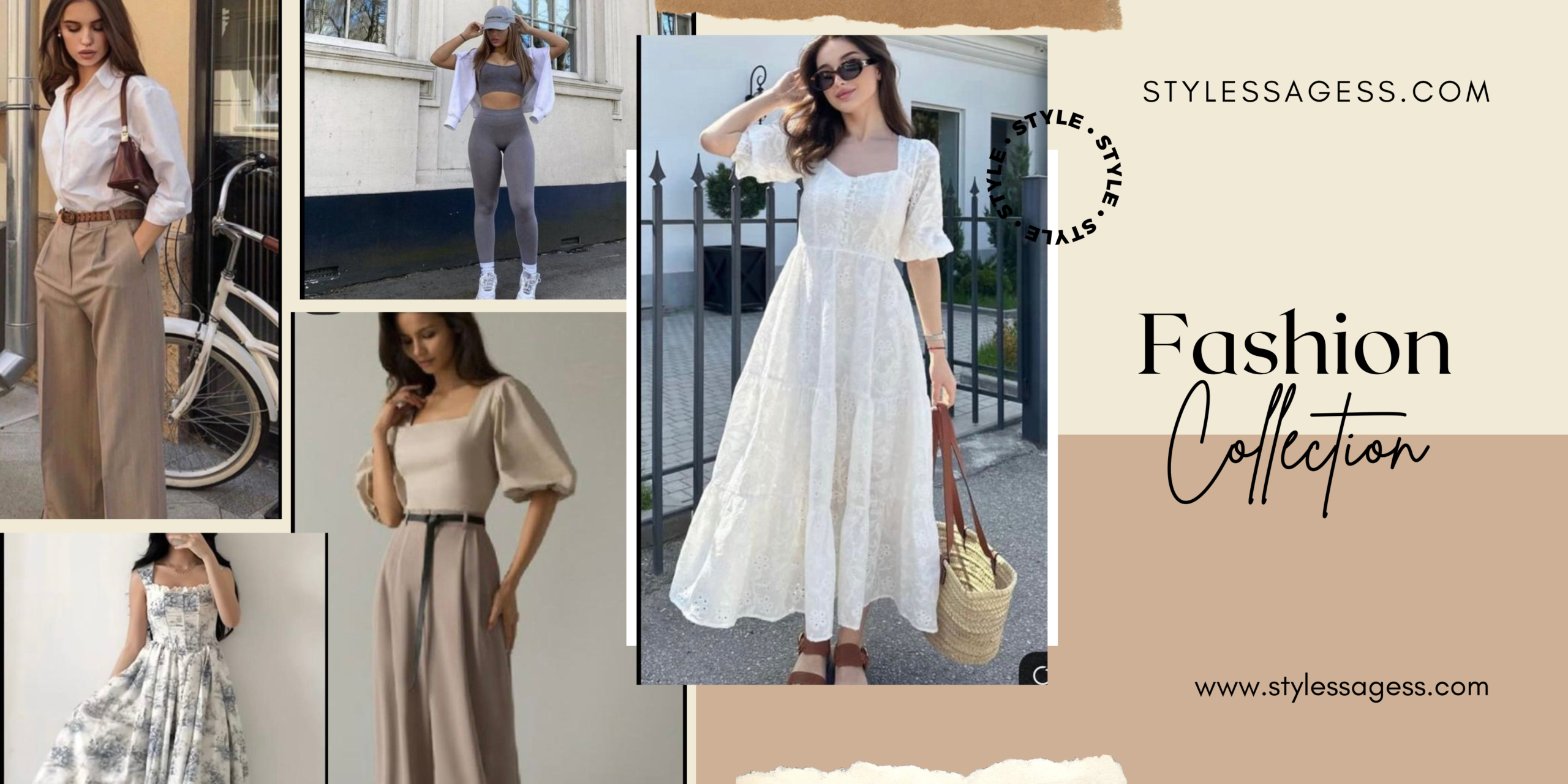 Beige and Brown Simple Fashion Collection Photo Collage Banner (1)