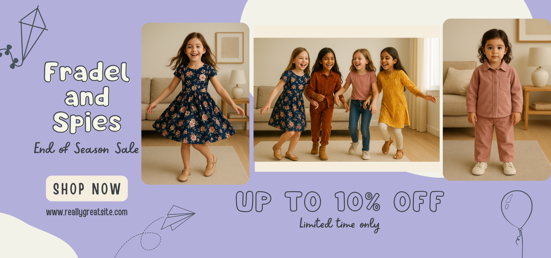 Lilac Childish Kids Fashion Store Banner